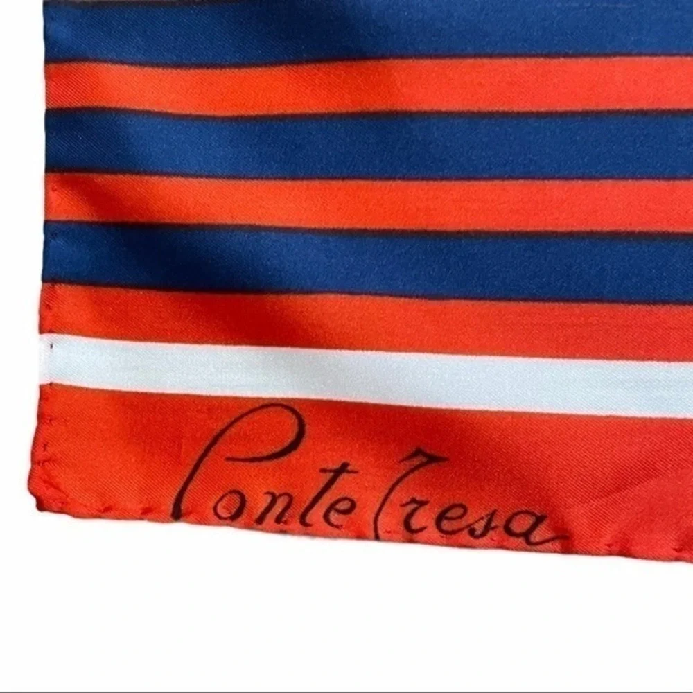 Vintage Ponte Tresa Italian Polyester Hand Rolled Square Scarf